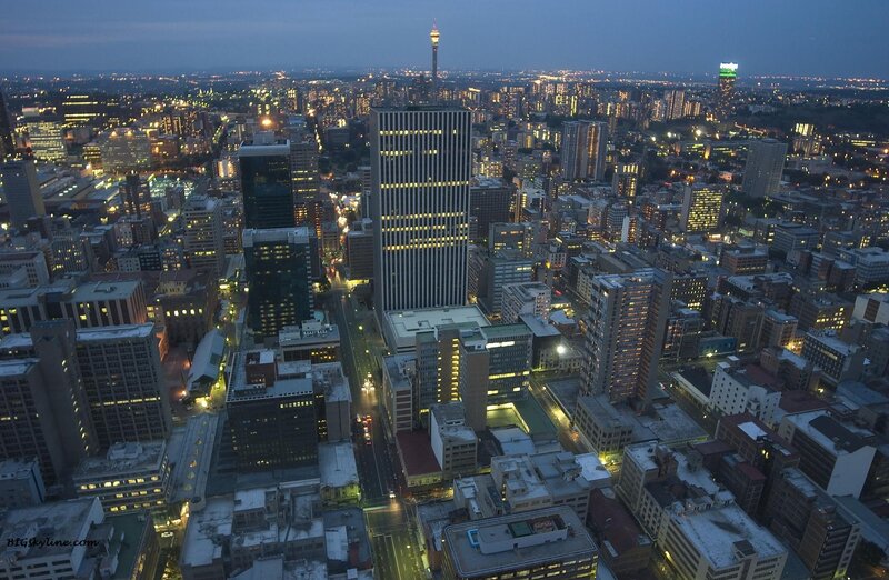 Johannesburg city skyline at dusk