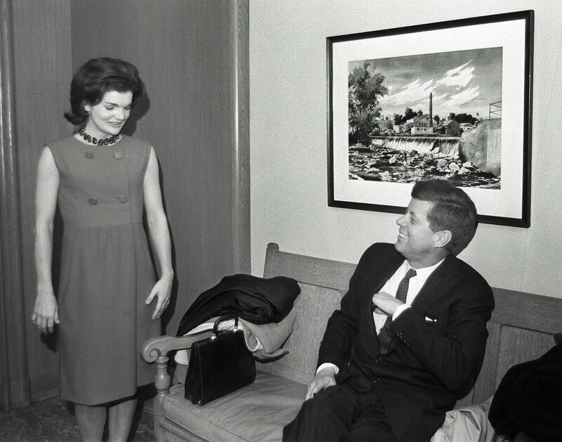 John and Jackie Kennedy in a room