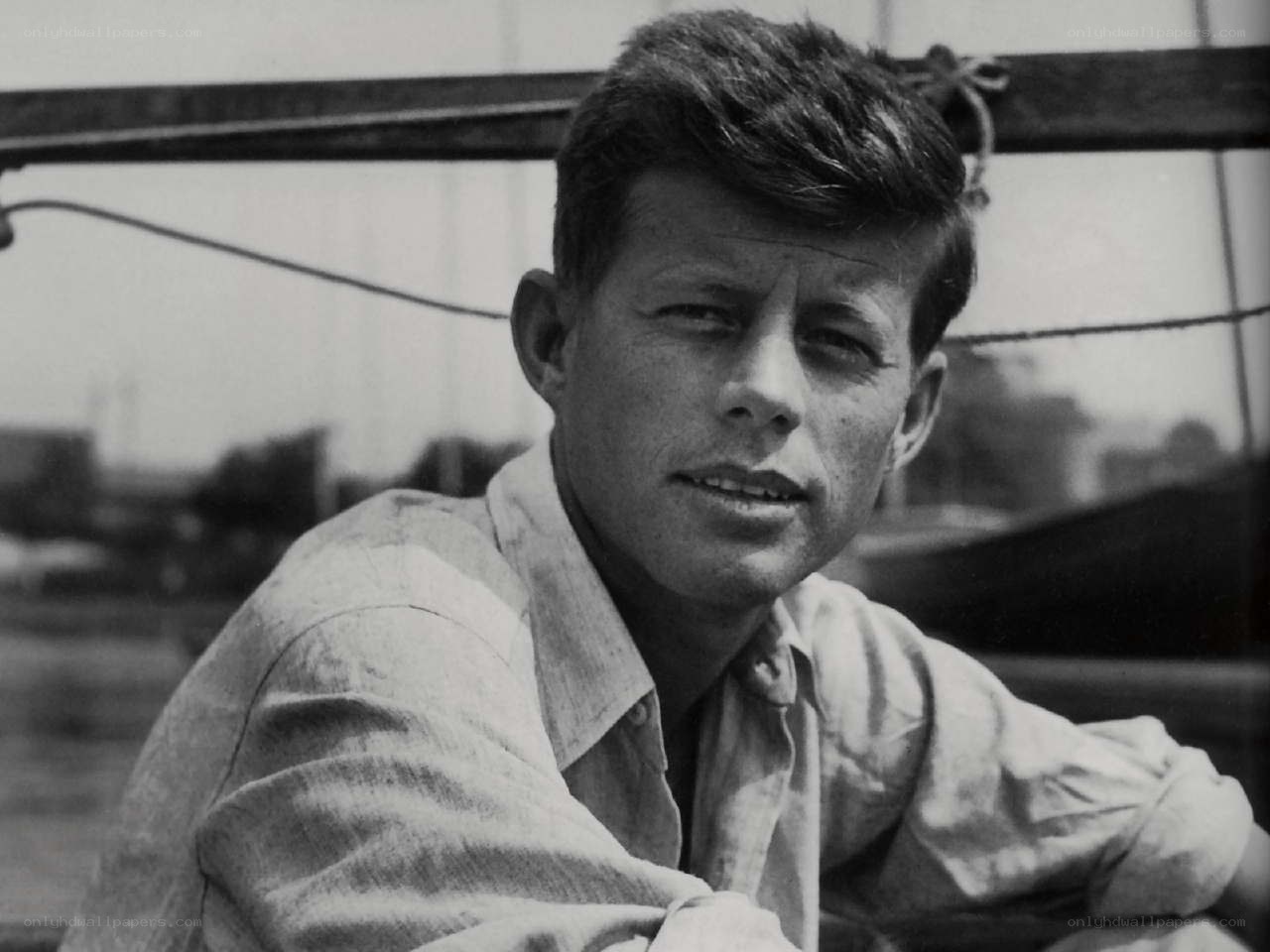John F Kennedy on a boat
