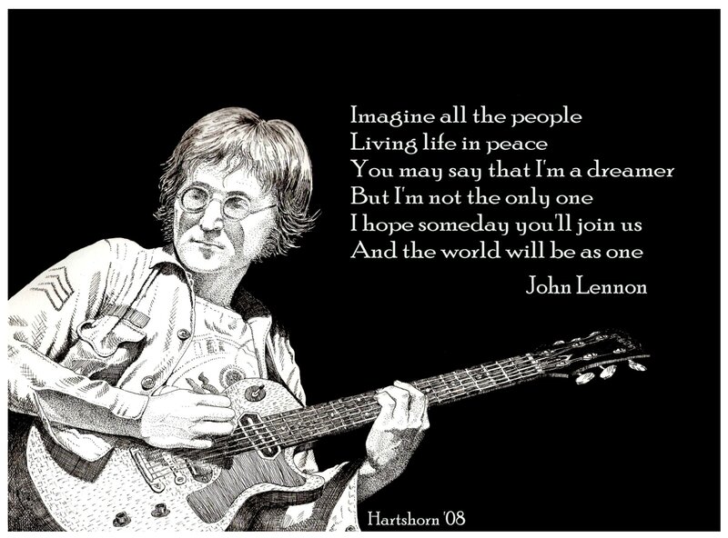 John Lennon Playing Guitar — Black