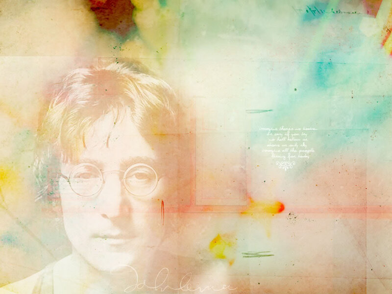 John Lennon portrait with lyrics