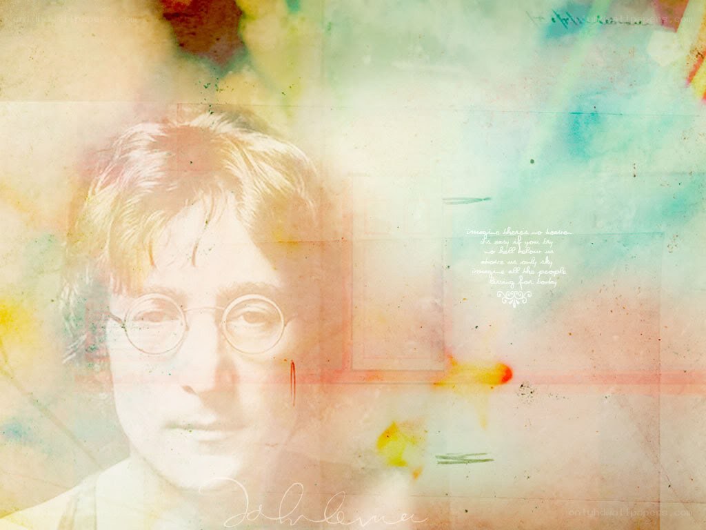 John Lennon portrait with lyrics