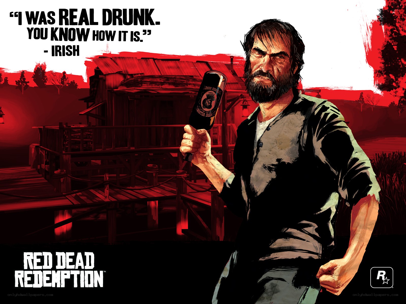 John Marston holding a bottle