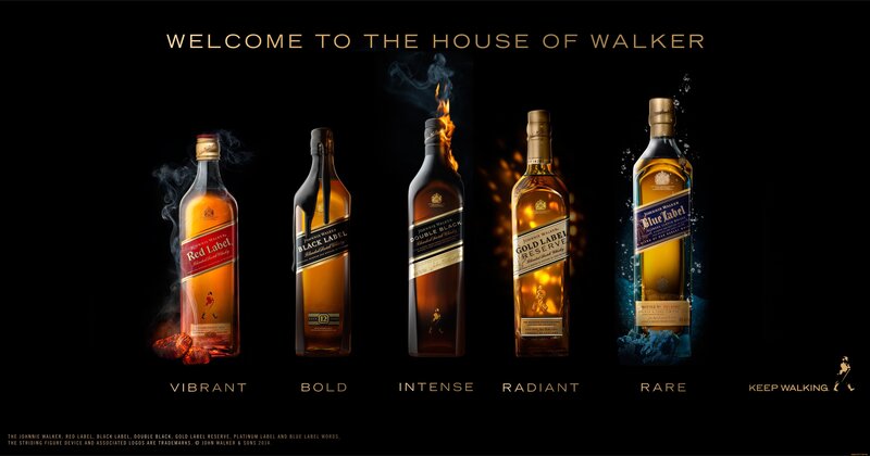 Johnnie Walker Whisky Bottles — Black, Dramatic