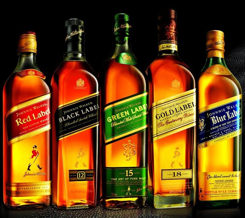 Johnnie Walker Whisky Bottles — Gold