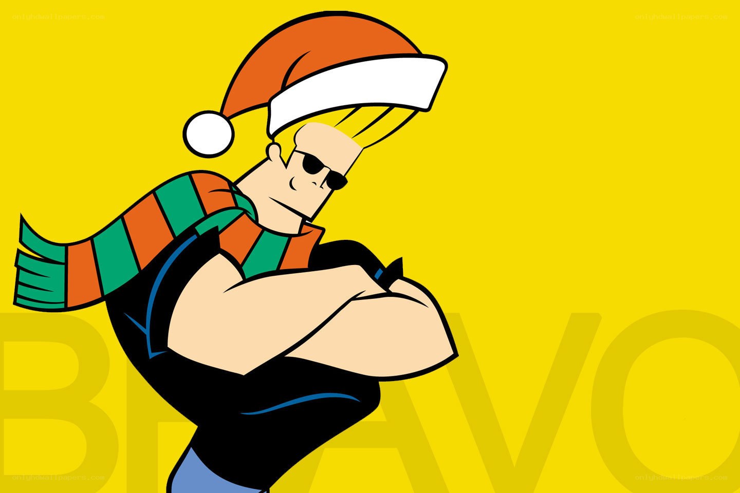 Johnny Bravo in Santa hat