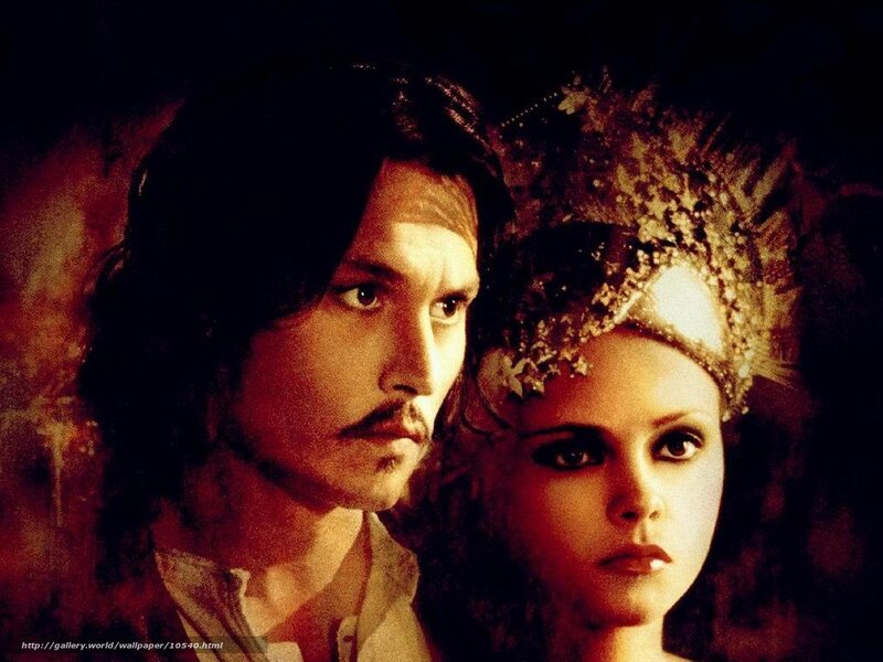 Johnny Depp and a woman in costume