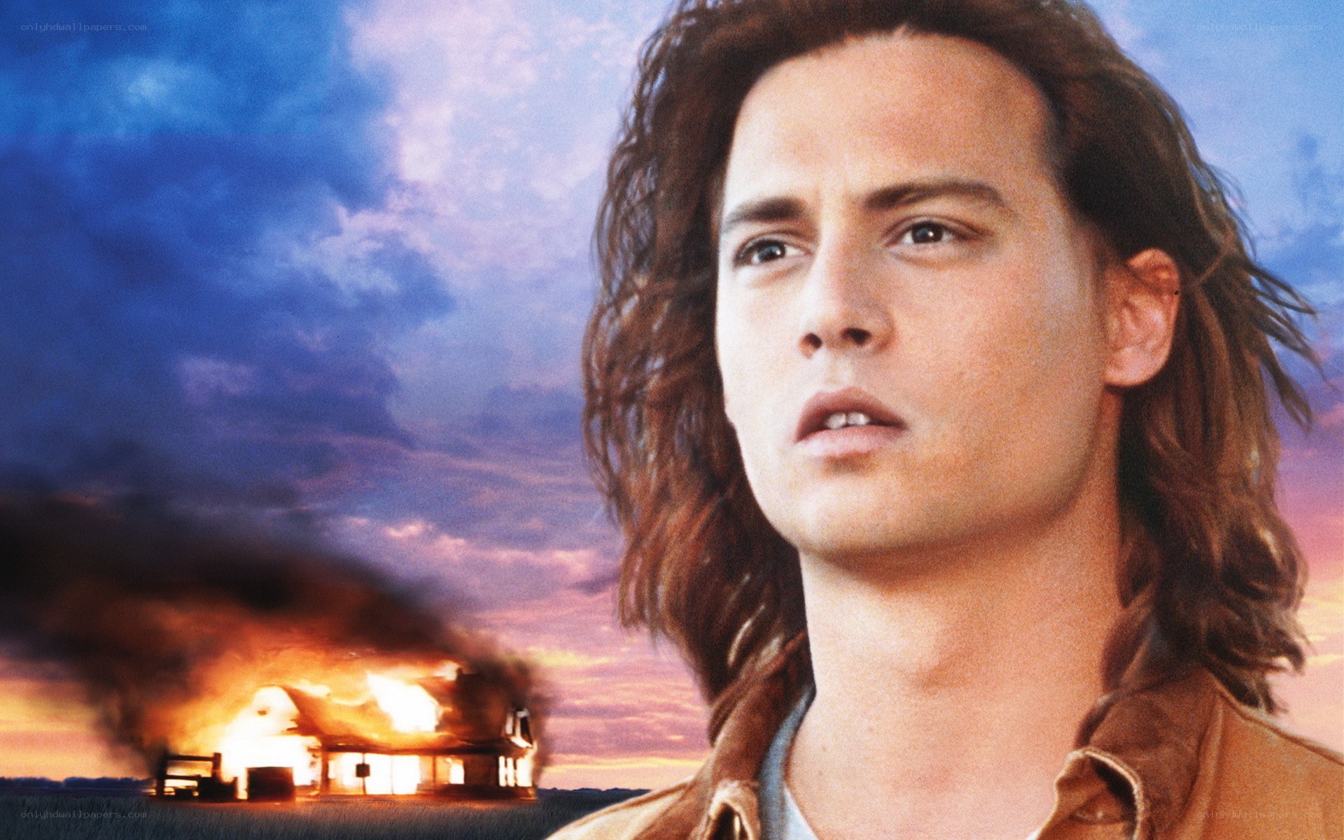 Johnny Depp in a burning house