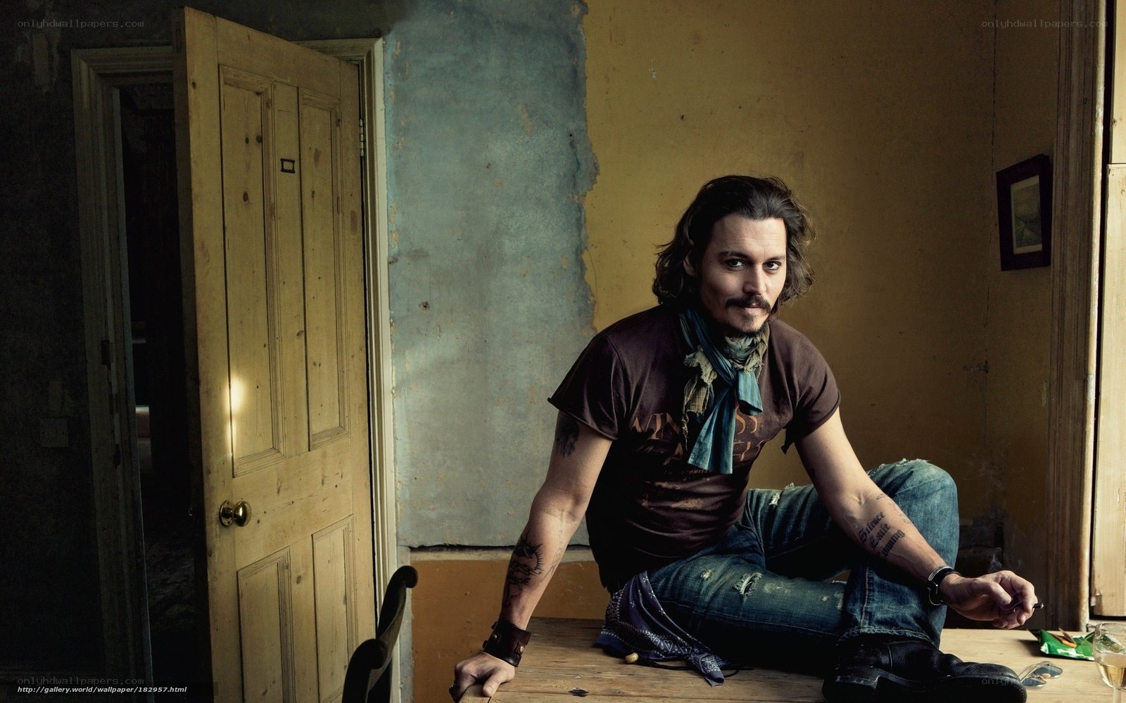 Johnny Depp in a rustic room