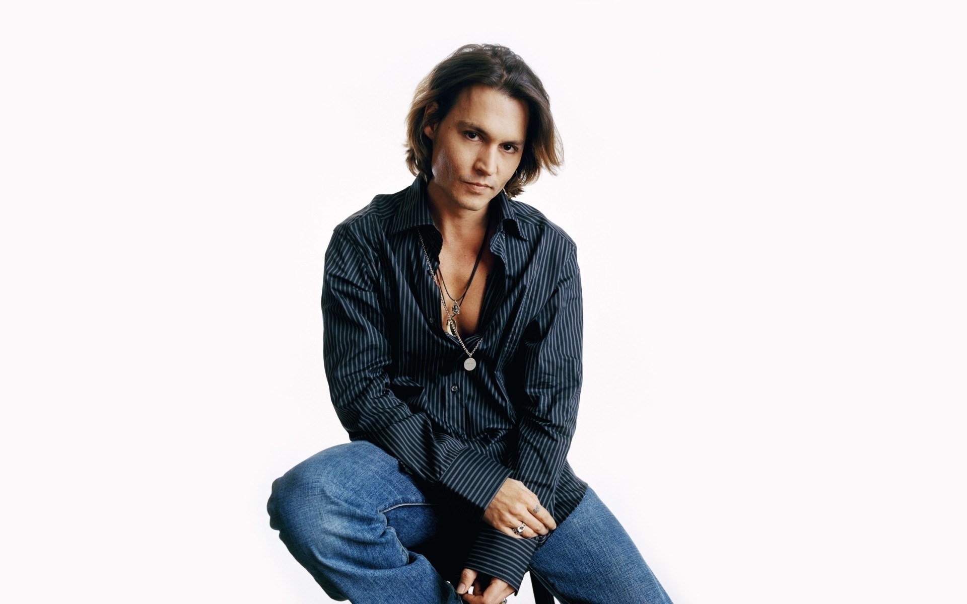 Johnny Depp in striped shirt