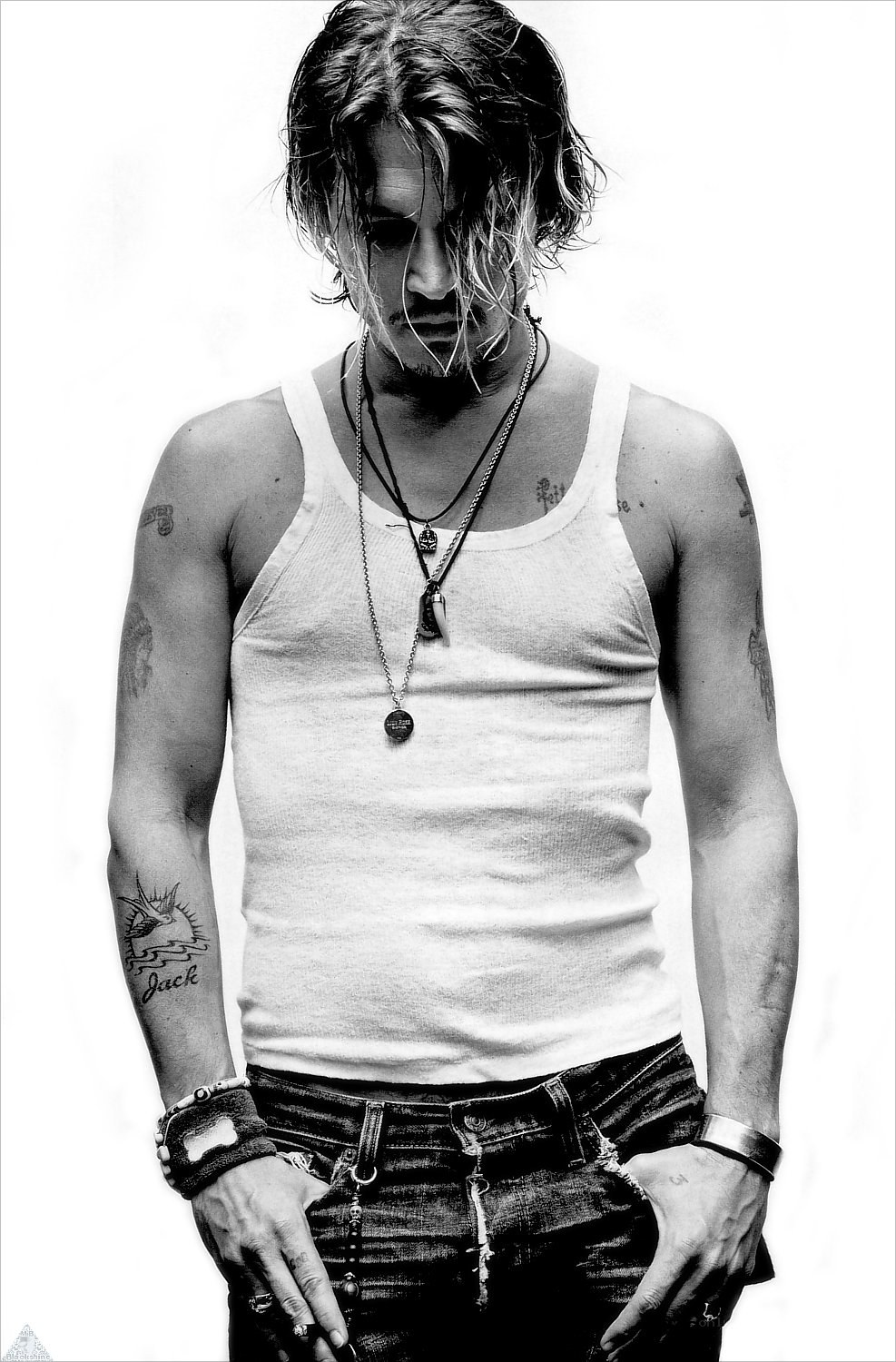 Johnny Depp in white tank top