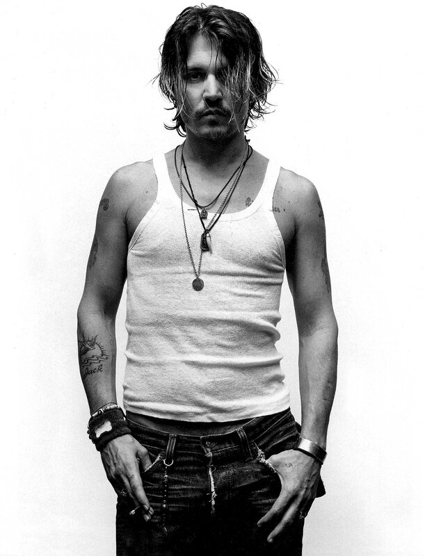 Johnny Depp in white tank top