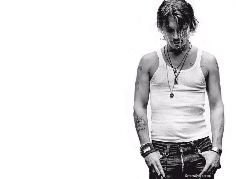 Johnny Depp in white tank top