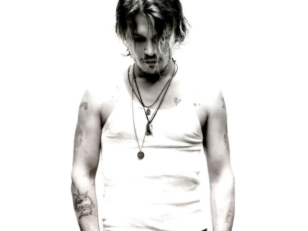 Johnny Depp in white tank top