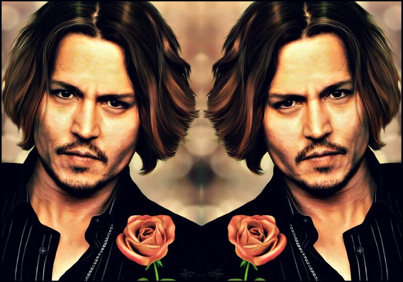 Johnny Depp Portrait — Brown, Dramatic