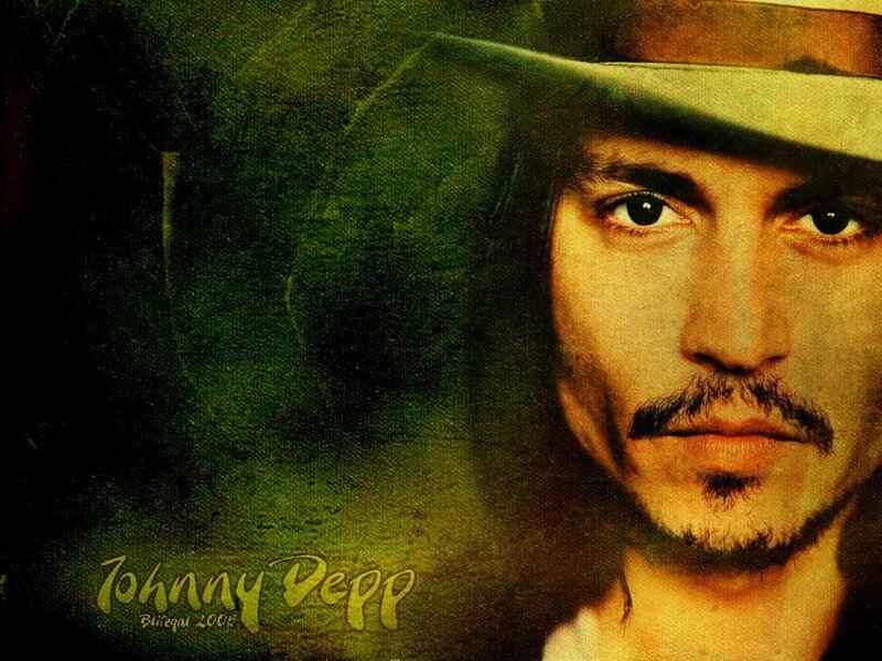 Johnny Depp Portrait — Green, Dramatic