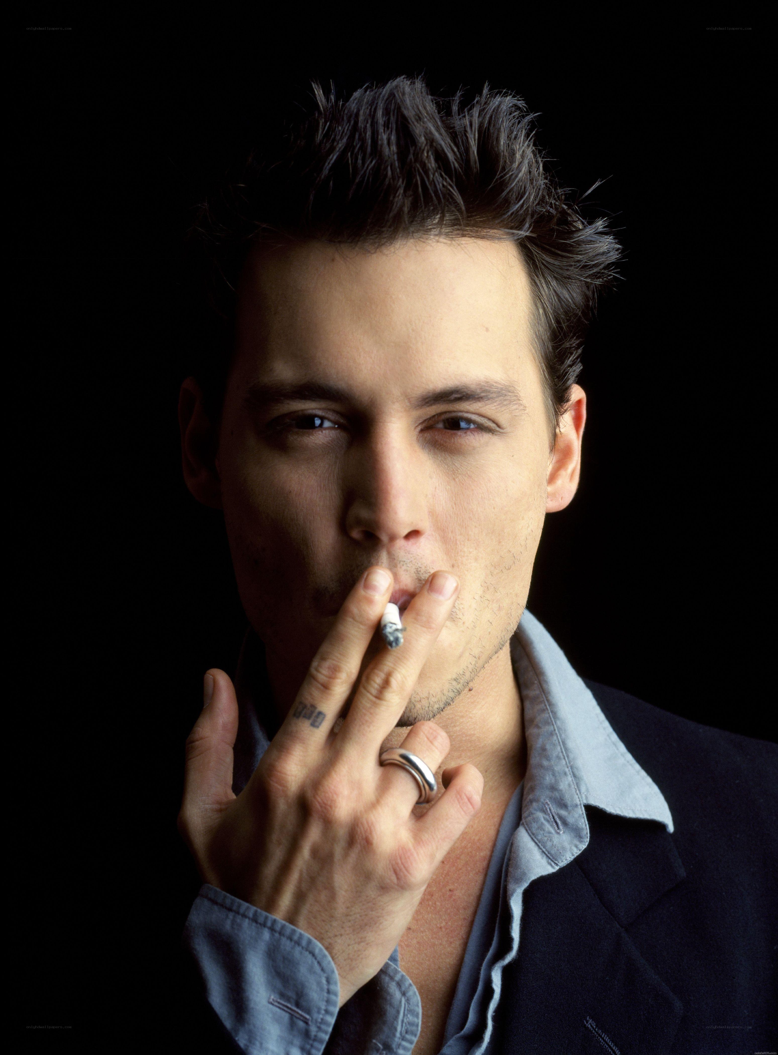 Johnny Depp smoking a cigarette