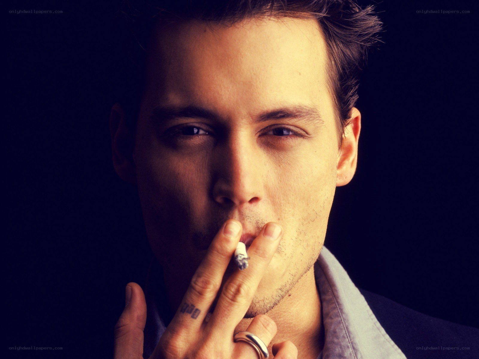 Johnny Depp smoking a cigarette