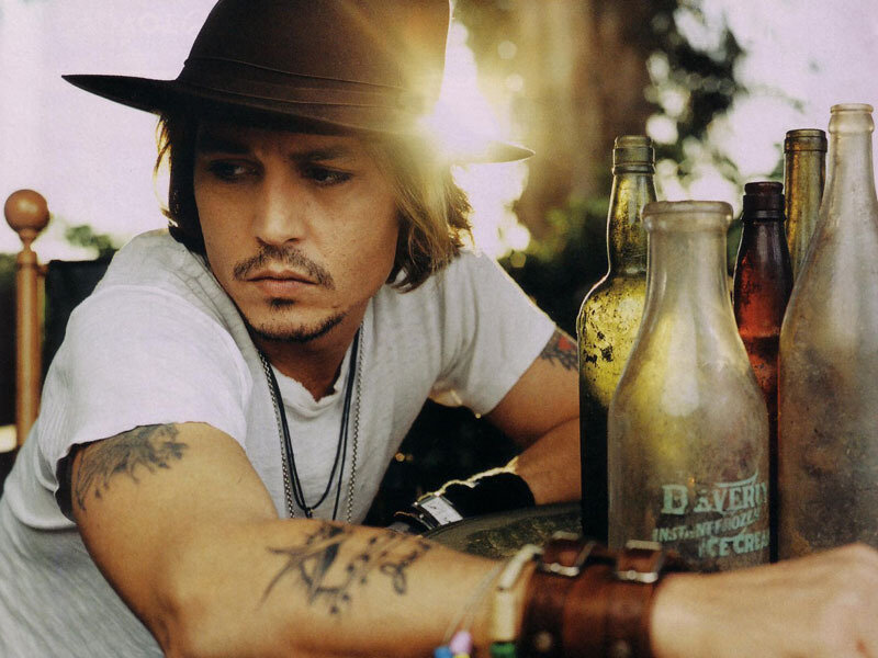 Johnny Depp with bottles