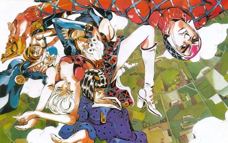 JoJo's Bizarre Adventure characters falling