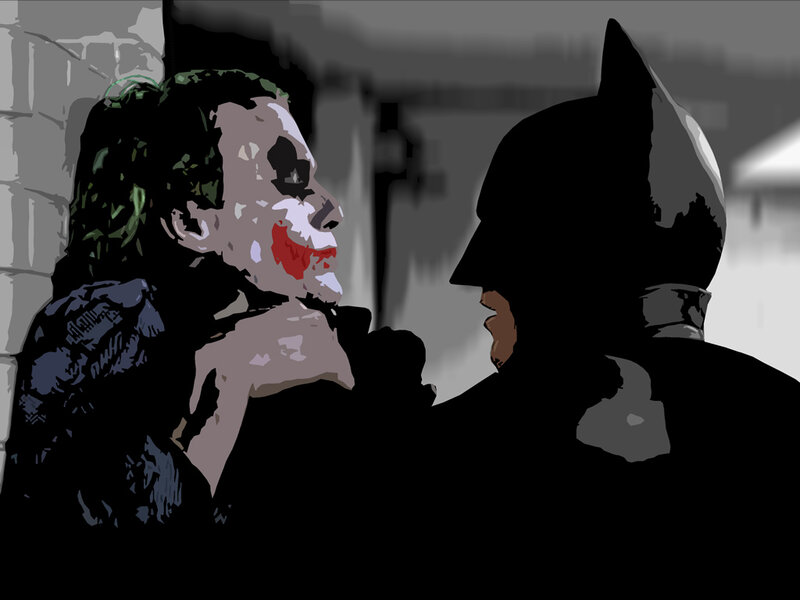 Joker and Batman — Black, Dramatic