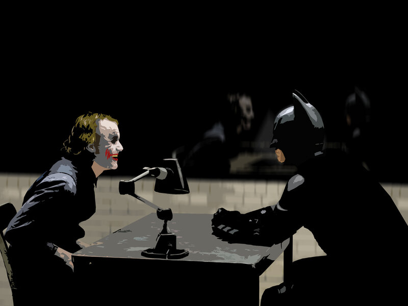 Joker and Batman in a tense meeting