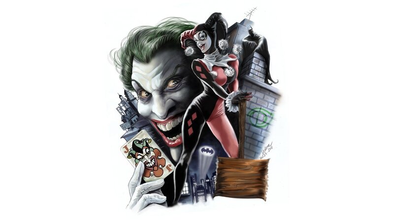 Joker and Harley Quinn — Black, Dramatic, Night, Digital Art