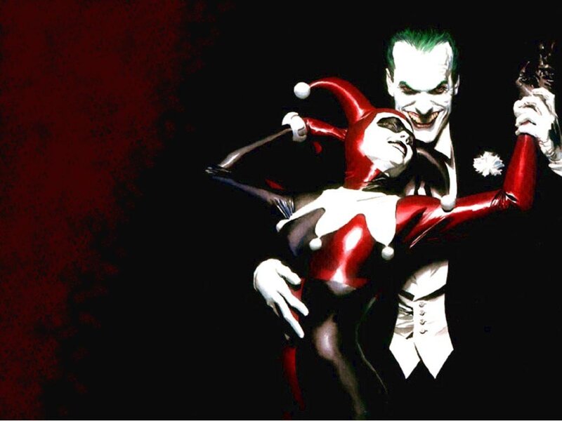 Joker and Harley Quinn embrace