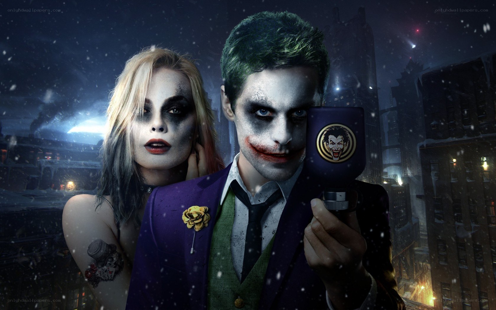 Joker and Harley Quinn in snow