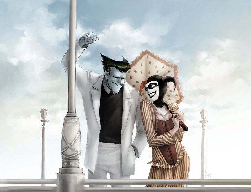 Joker and Harley Quinn on a bridge