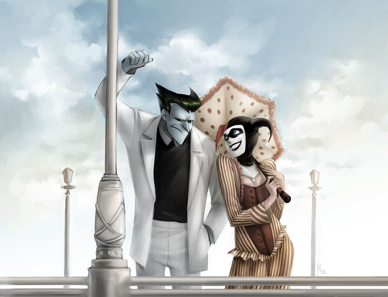 Joker and Harley Quinn on a bridge