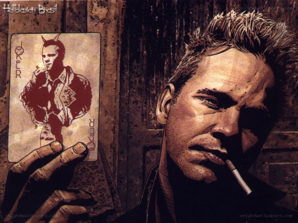 Joker card and man with cigarette