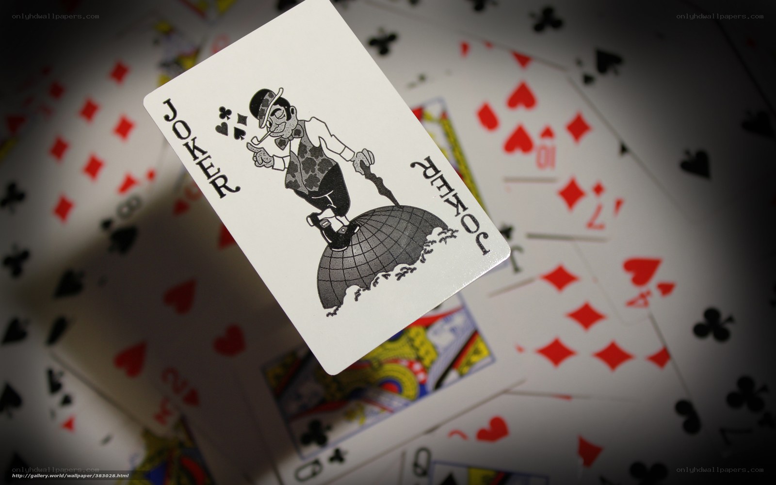 Joker card on playing cards