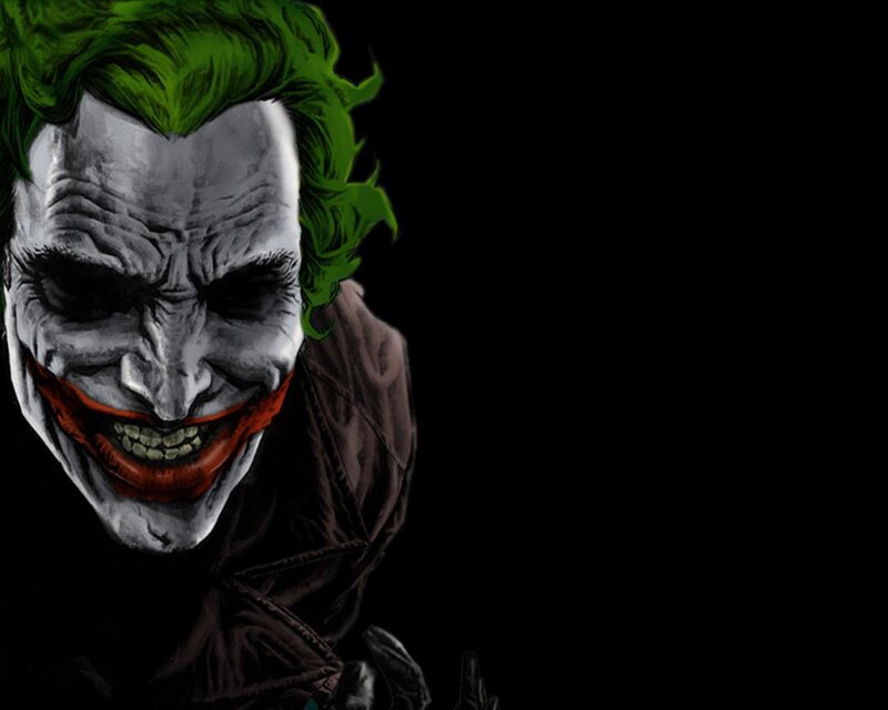 Joker Character Face — Black, Dark, Digital Art, Green Hair
