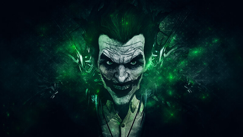 Joker Character Face — Black, Dark, Menacing, Digital Art