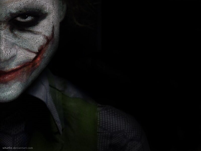 Joker Character Face — Black, Dramatic, Digital Art, Face Paint, Green Vest