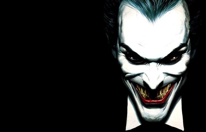 Joker Character Face — Black, Menacing, Comic, White Makeup