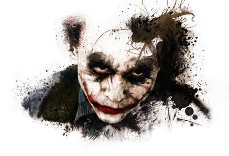 Joker Character Face — White, Dark, Digital Art, Face Paint
