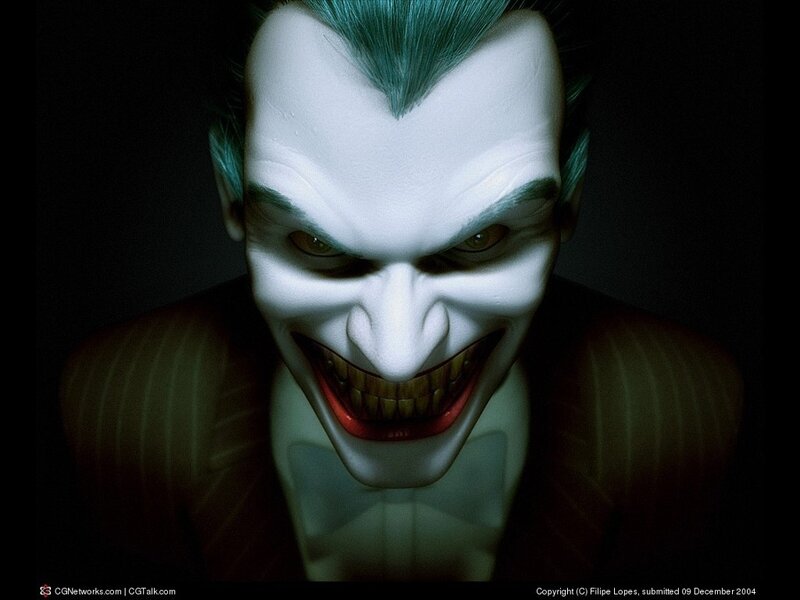Joker Character Face — White, Dark, Digital Art