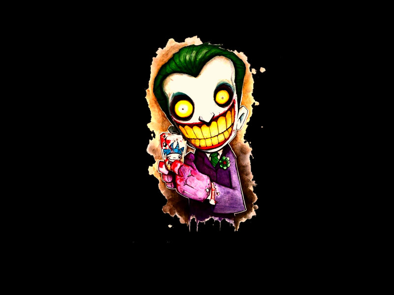 Joker Character Holding Card — Black