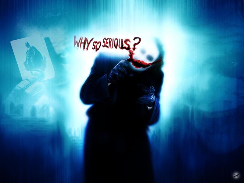 Joker Character Holding Card — Blue