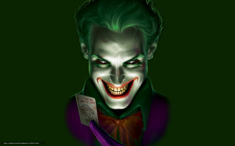 Joker Character Holding Card — Green, Menacing