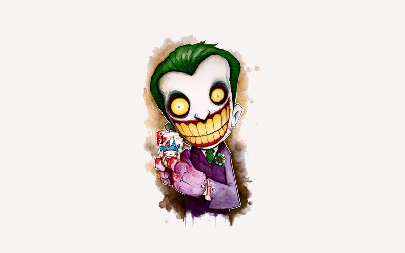 Joker Character Holding Card — Green
