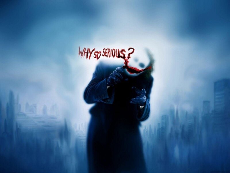 Joker Character Holding Mask — Blue