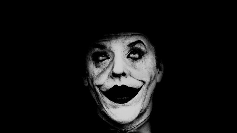 Joker character in black and white