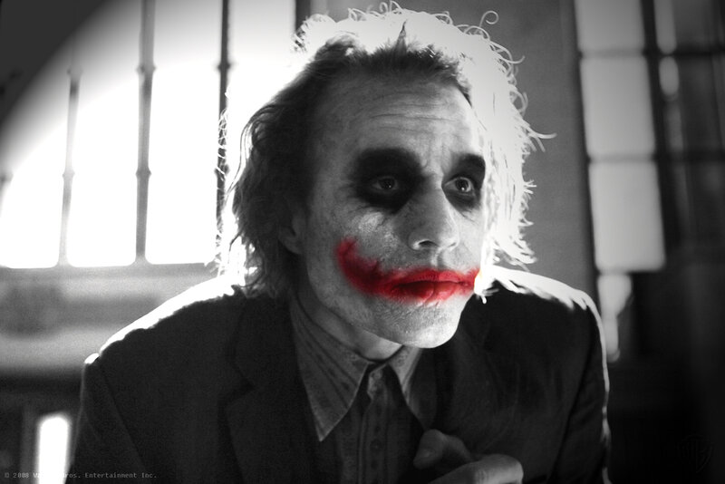 Joker character in black and white