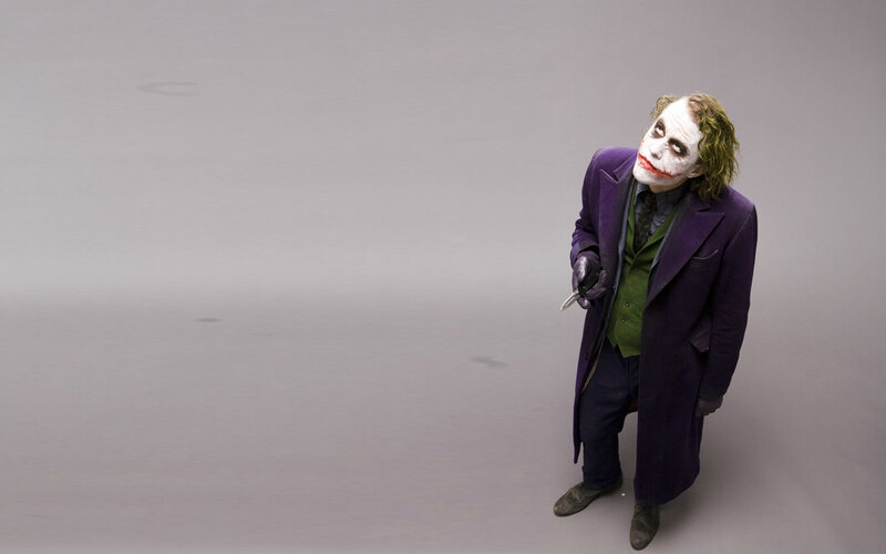 Joker Character in Purple Coat — Dramatic, Photograph