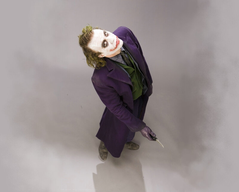 Joker character in purple coat