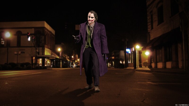 Joker Character on Street — Purple, Dark, Dramatic, Night