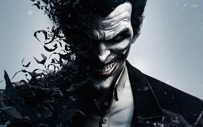 Joker Character Portrait — Black, Dark, Digital Art, Smile